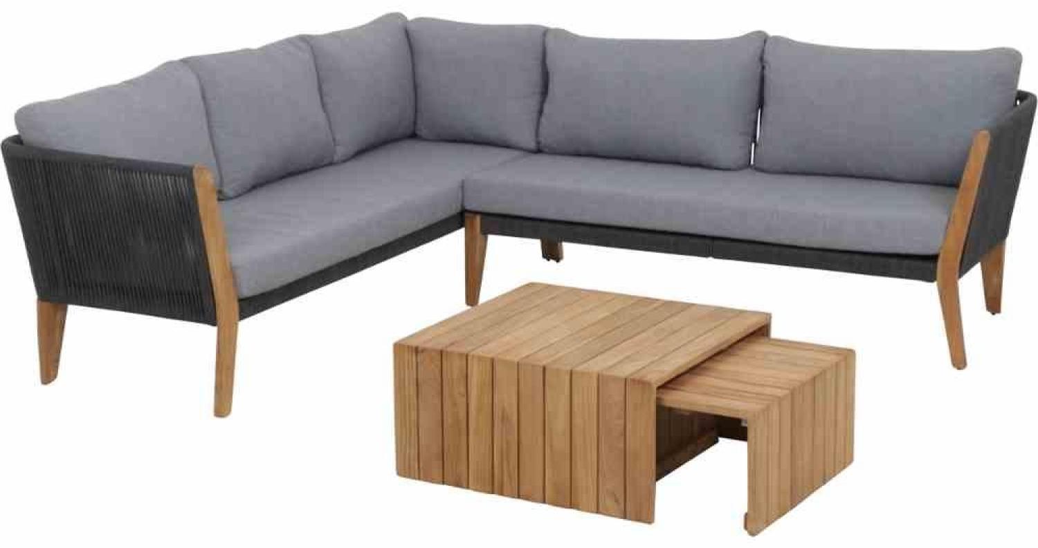 Siena Garden 4-tlg Lounge-Sitzgruppe Parma Aluminium/Rope anthrazit/Teak Bild 1