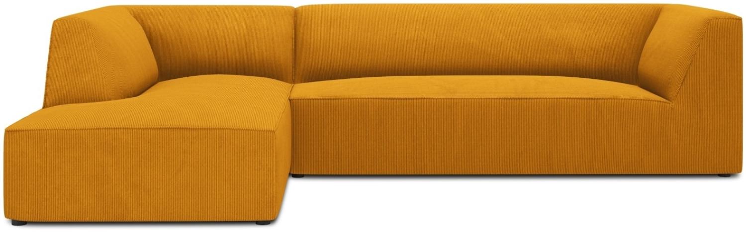 Micadoni 4-Sitzer Modular Ecke links Sofa Ruby | Bezug Yellow | Beinfarbe Black Plastic Bild 1