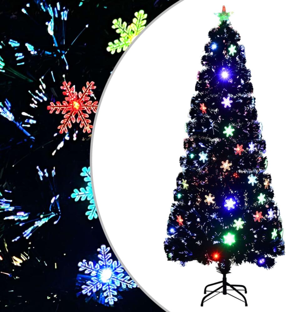 vidaXL Weihnachtsbaum mit LED-Schneeflocken Schwarz 210 cm Fiberoptik 328464 Bild 1