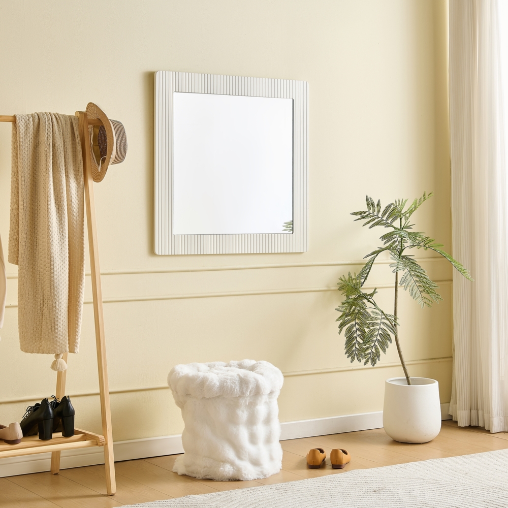 Wandspiegel 80x80 cm Weiß MDF Rahmen, quadratisch, dekorativ, Flurspiegel, Schlafzimmer- und Wohnzimmer-Accessoire Bild 1