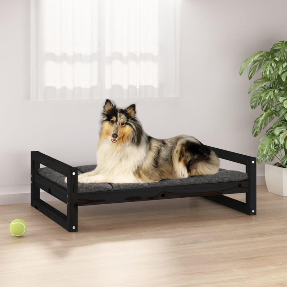 vidaXL Hundebett 95,5x65,5x28 cm Massivholz Kiefer, Schwarz Bild 1