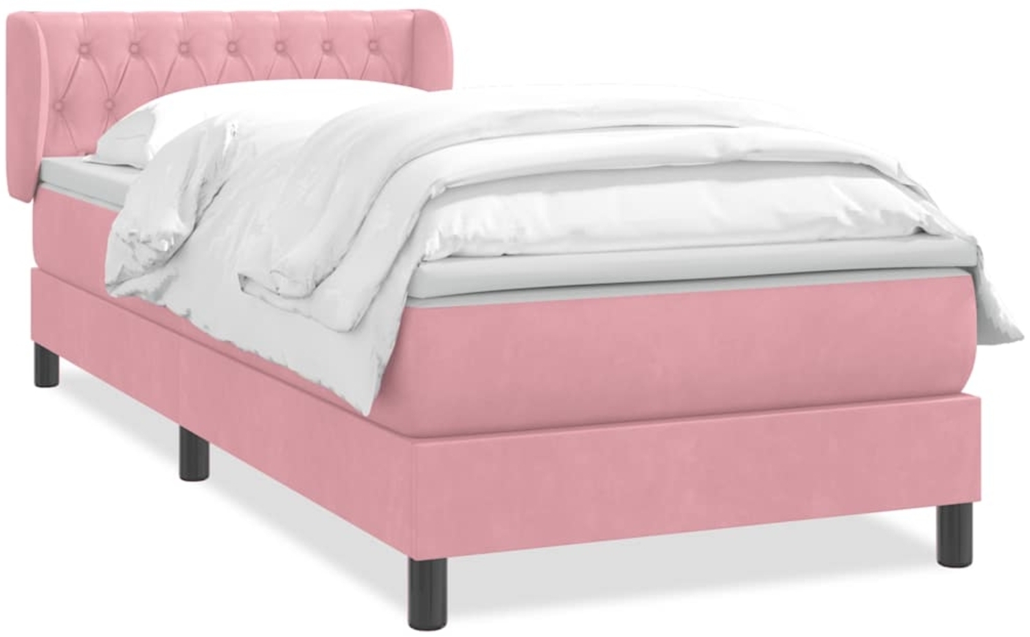 vidaXL Boxspringbett mit Matratze Rosa 100x210 cm Samt 3317774 Bild 1