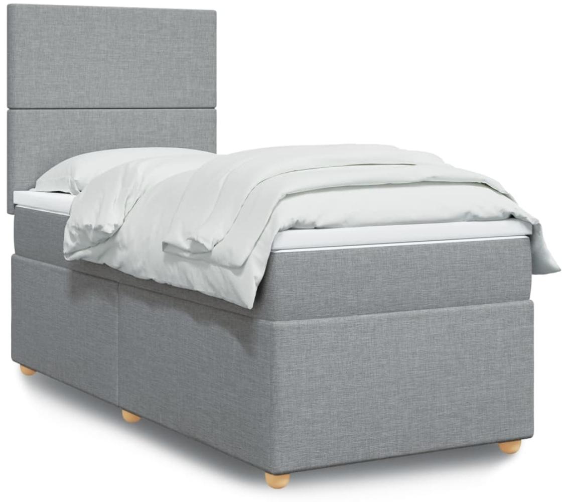 vidaXL Boxspringbett mit Matratze Hellgrau 90x200 cm Stoff 3293456 Bild 1