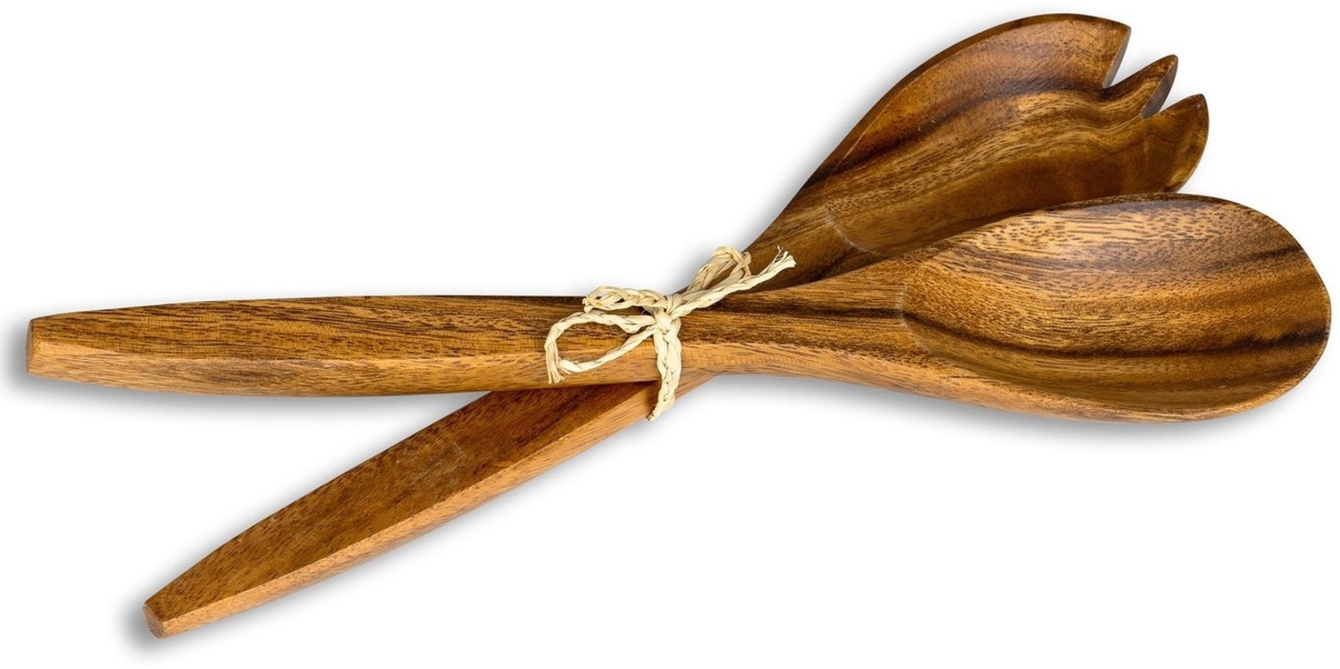 Levandeo® Salatbesteck, 2tlg. Salatbesteck Holz Akazie 31cm Lang Salat Servierbesteck Gabel Bild 1