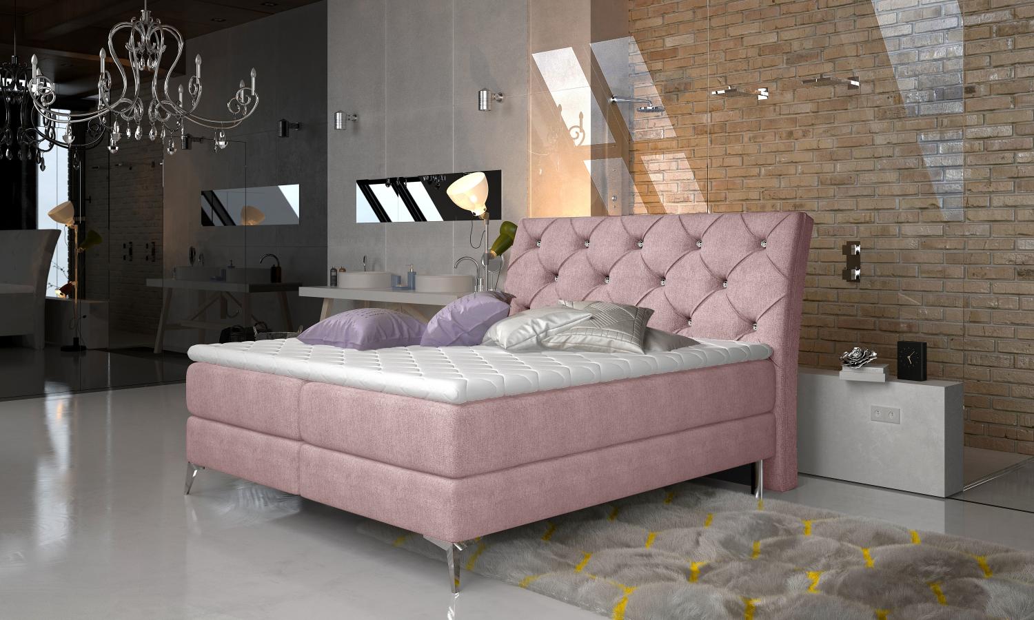 Adel 140X200, Boxspring Bett, Rosa Bild 1