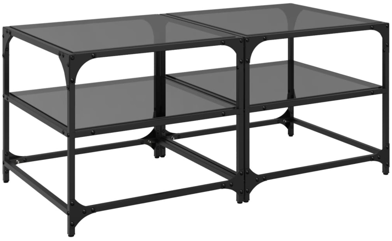 vidaXL Couchtische mit Glasplatten 2 Stk. Schwarz 50x50x45 cm Stahl 846009 Bild 1