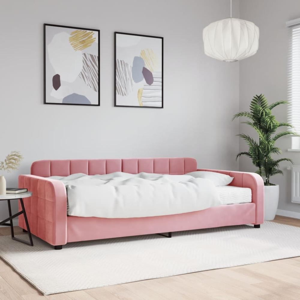 vidaXL Tagesbett mit Matratze Rosa 100x200 cm Samt 3196915 Bild 1