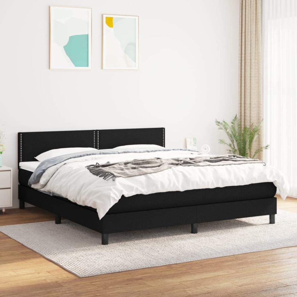 vidaXL Boxspringbett mit Matratze Schwarz 180x200 cm Stoff 3139995 Bild 1