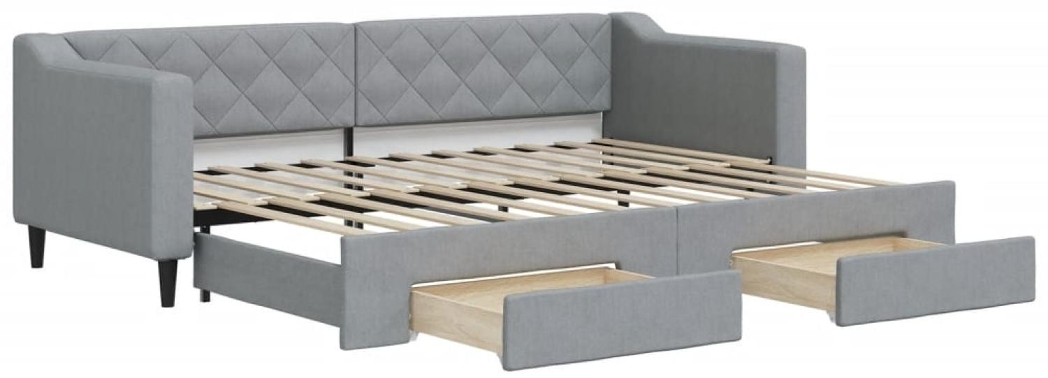 vidaXL Tagesbett Ausziehbar mit Schubladen Hellgrau 80x200 cm Stoff 3197457 Bild 1