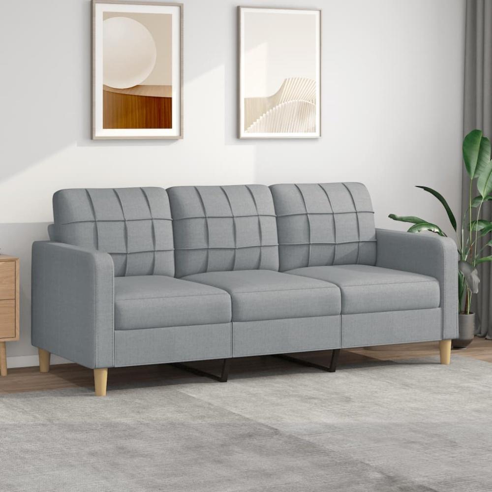 vidaXL 3-Sitzer-Sofa Hellgrau 180 cm Stoff Bild 1