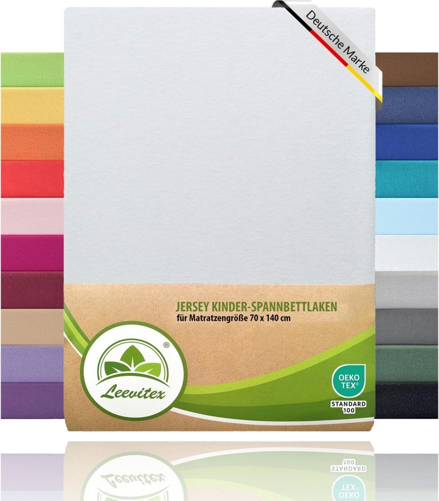 leevitex® Spannbettlaken Spannbettlaken Kinder Spannbettlaken Premium 170 g/m², Gummizug: Rundumgummizug, (1 Stück), schwer & blickdicht, 100% Baumwolle, 70 x 140 cm Bild 1