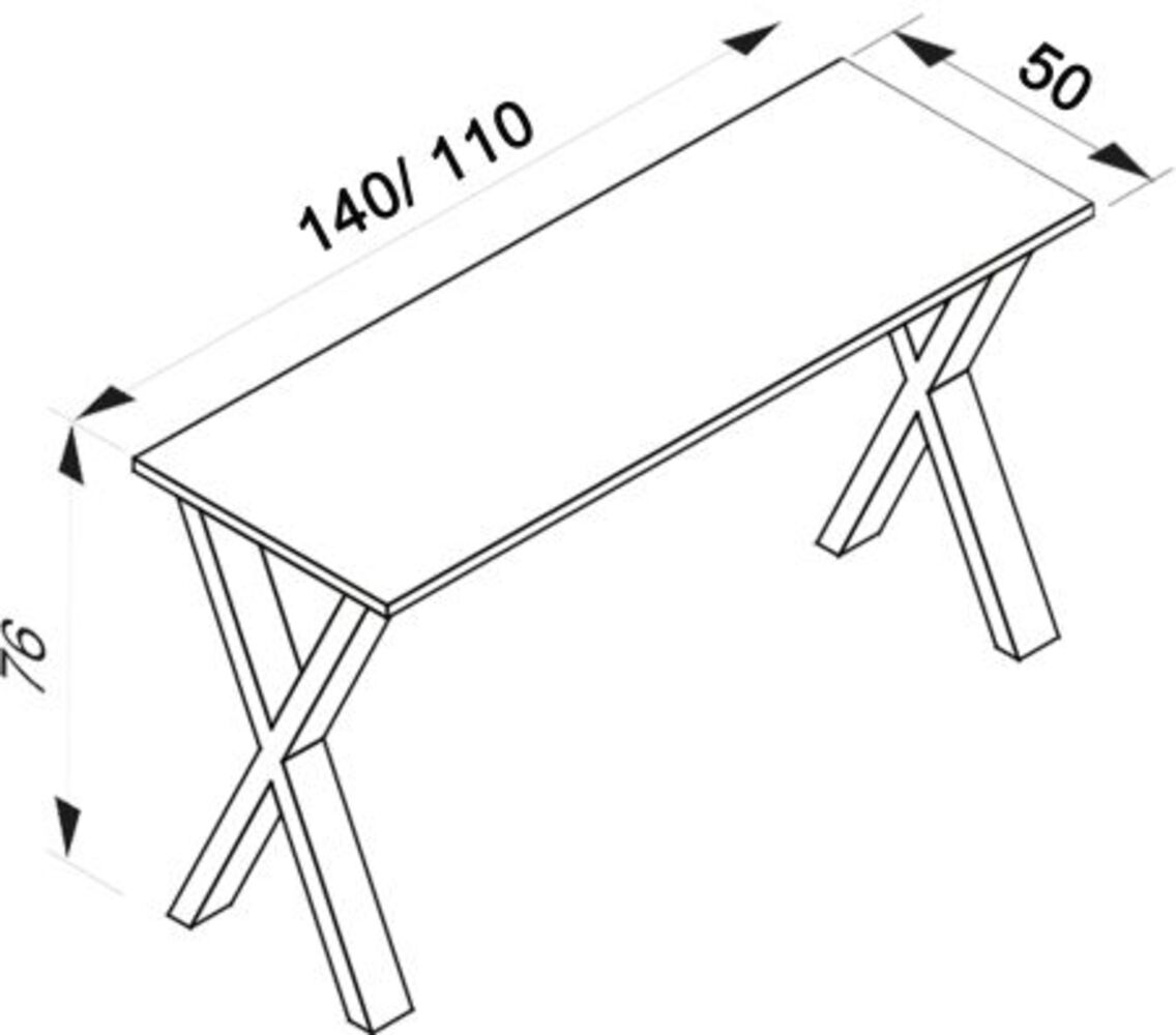 VCM Schreibtisch Lona 140x50 X-Fußgestell Grau Bild 1