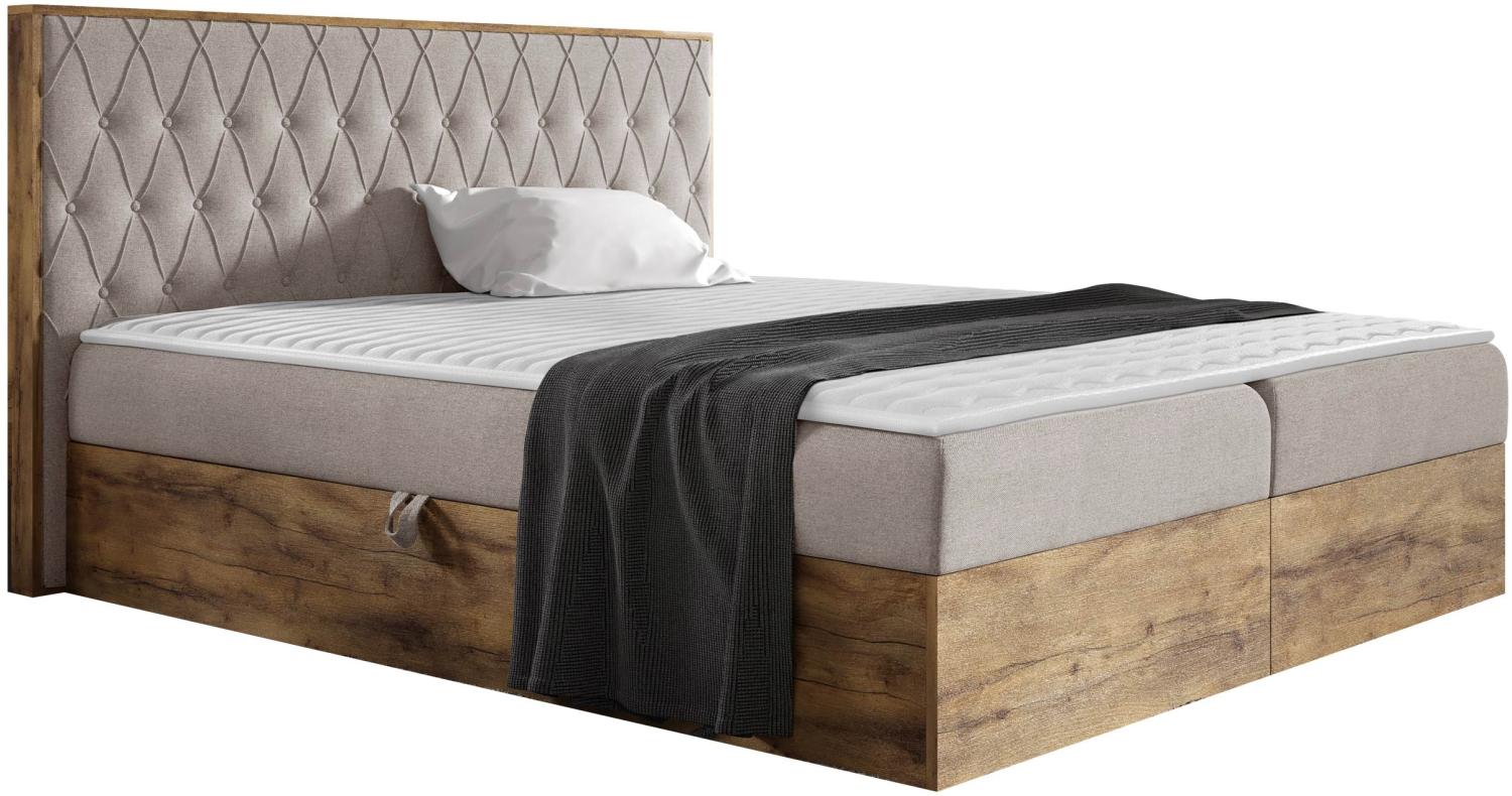 Boxspringbett Worik VI, Beige, 140 x 200 cm Bild 1