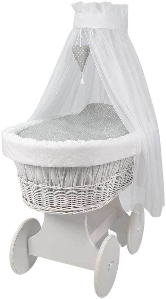 Stubenwagen Komplett Set Dots - große Räder, weiß Bild 1