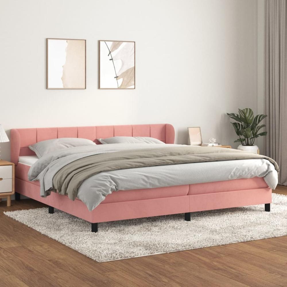 vidaXL Boxspringbett mit Matratze Rosa 200x200 cm Samt 3127516 Bild 1