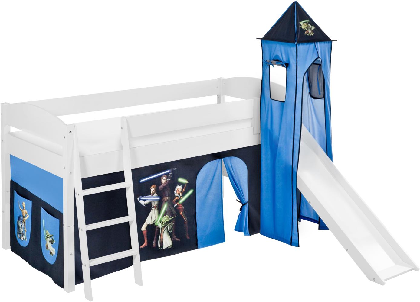 Lilokids 'Ida 4105' Spielbett 90 x 200 cm, Star Wars the Clone Wars, Kiefer massiv, mit Turm, Rutsche und Vorhang Bild 1