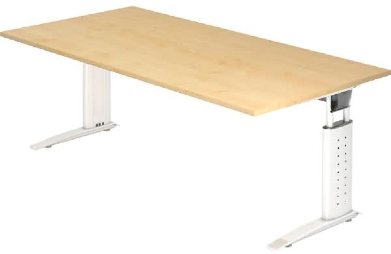 Schreibtisch US2E C-Fuß 200x100cm Ahorn Gestellfarbe: Weiß Bild 1