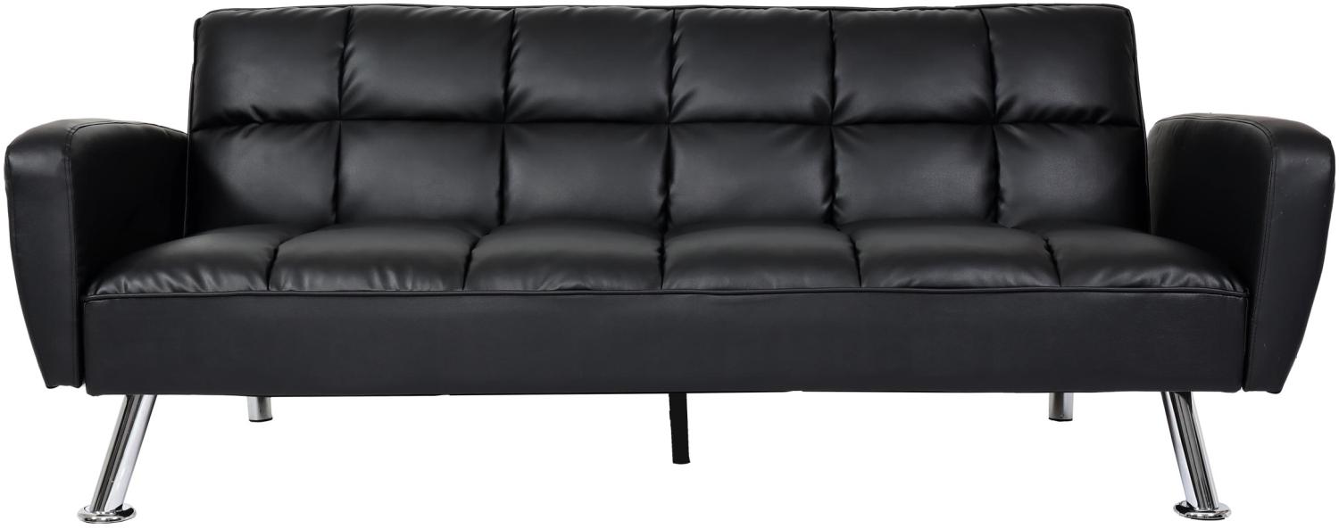 Sofa HWC-K19, Couch Schlafsofa Gästebett Bettsofa Klappsofa, Nosagfederung Schlaffunktion 203cm ~ Kunstleder schwarz Bild 1