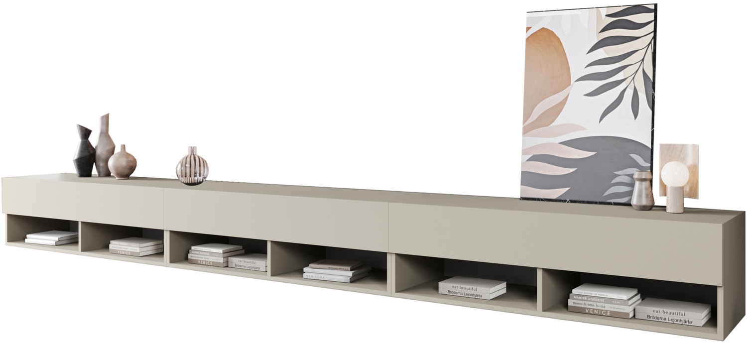 TV-Lowboard A300 (Farbe: Cashmerebeige, mit weißer LED Beleuchtung) Bild 1