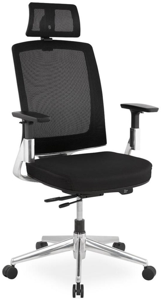 Ergonomischer Bürodrehstuhl mit Kopfstütze | Höhenverstellbarer Chefsessel mit 3D-Armlehnen | Gaming Stuhl XXL Netzmesh Rückenlehne | Drehstuhl für Home Office | Schwarzer Bürostuhl von Kadima Design Bild 1