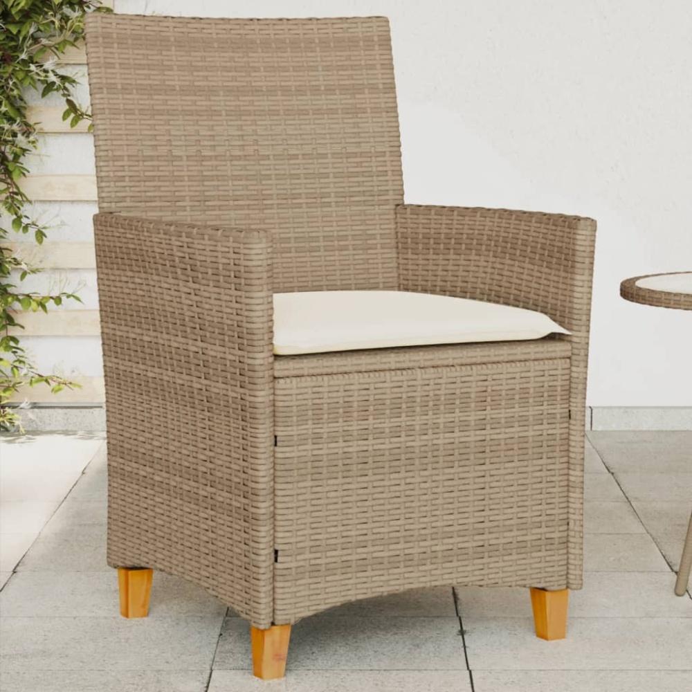 vidaXL Gartenstühle mit Kissen 2 Stk. Beige Poly Rattan Massivholz 368719 Bild 1