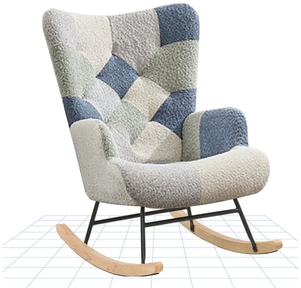 FLEXISPOT Schaukelstuhl mit Hoher Rückenlehne & Fußstütze, Relaxsessel, Schaukelsessel (Moderner Schwingsessel mit Holzkufen, mit Seitentasche), Gepolsterter Relaxsessel für Wohnzimmer & Schlafzimmer Bild 1