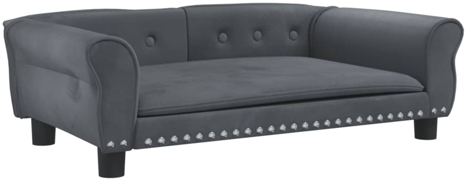 vidaXL Hundebett, Samt, Dunkelgrau, 95 x 55 x 30 cm Bild 1