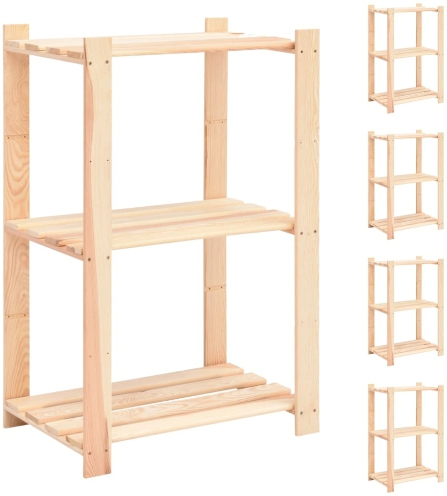 vidaXL Lagerregale 3 Böden 5 Stk. 60x38x90cm Massivholz Kiefer 150kg 3051123 Bild 1