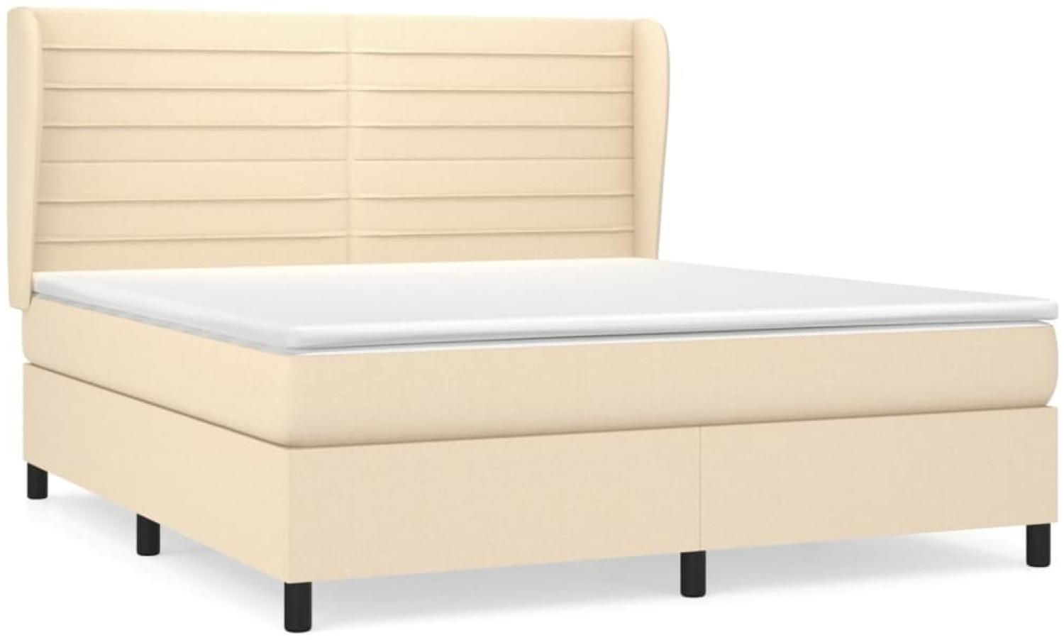 Boxspringbett mit Matratze Stoff Creme 180x200 cm Bild 1