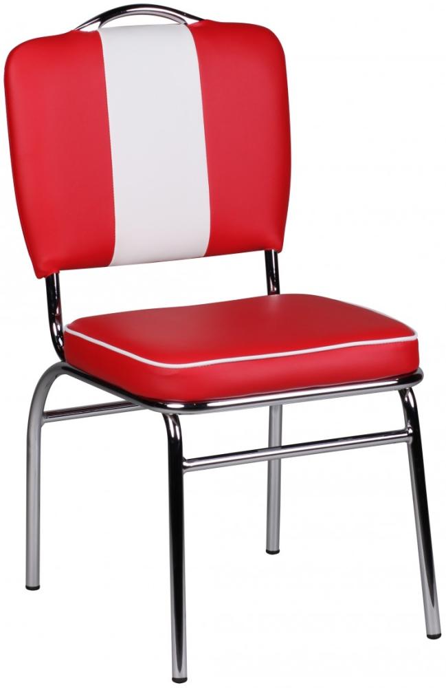 Kadima Design Retro Esszimmerstuhl, 50er-Jahre Diner Style, bequeme Polsterung. Rot, 47x45x90 cm Bild 1