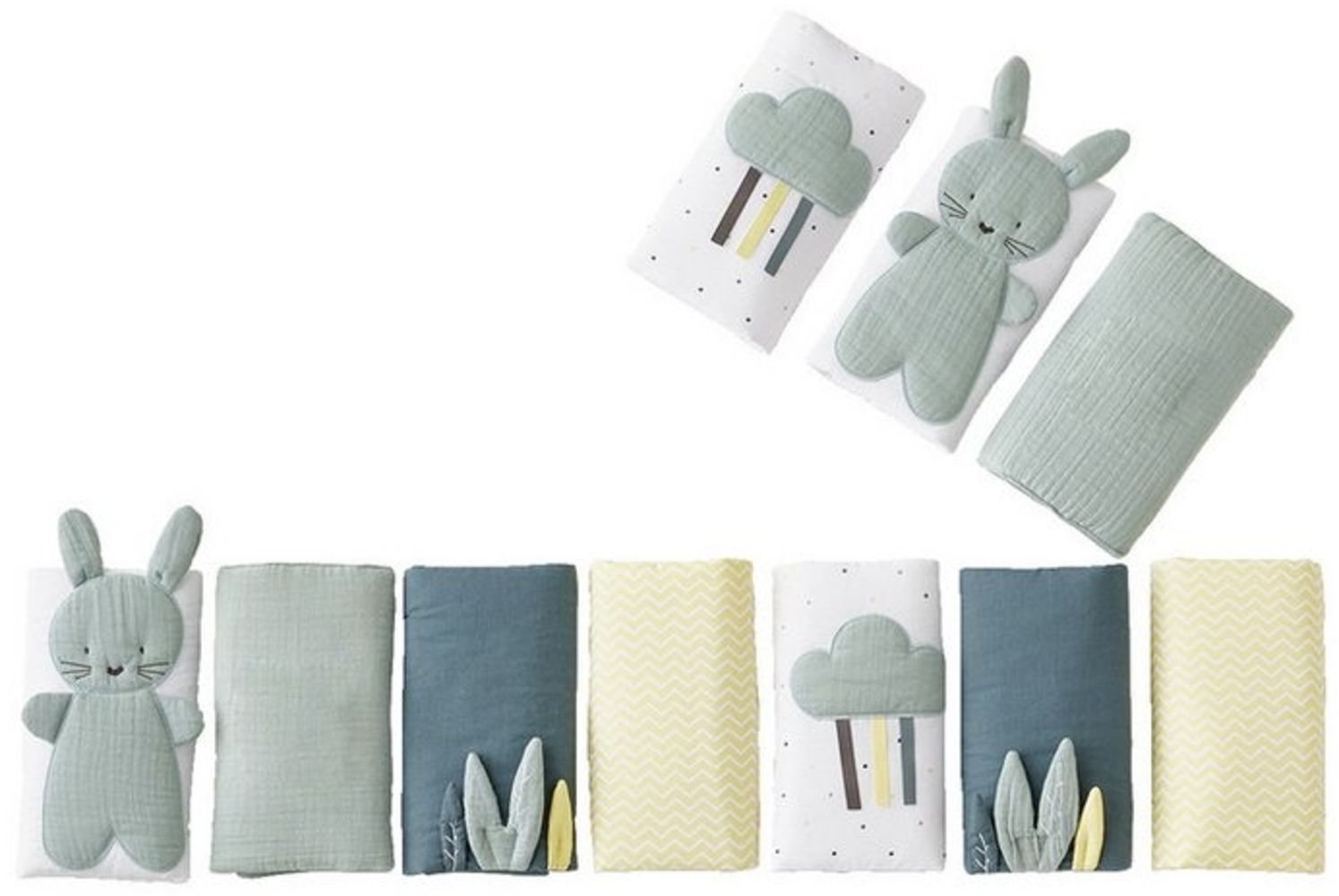 VERTBAUDET Baby Bettumrandung „Frühlingsregen“ Oeko-Tex grün ONE SIZE Bild 1