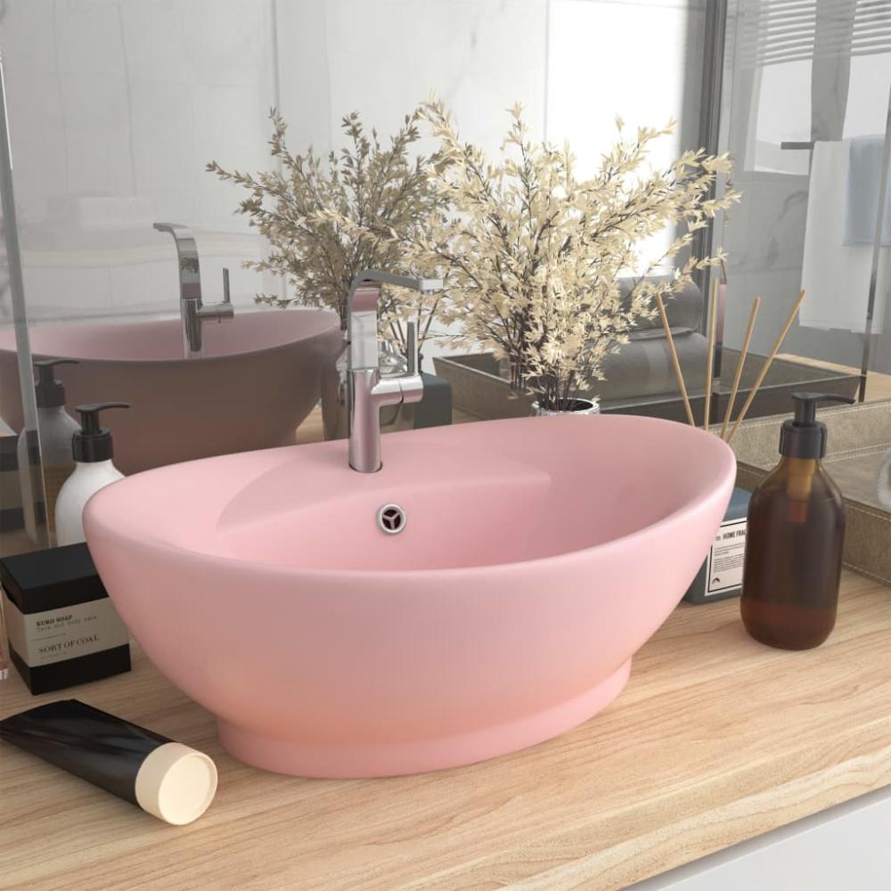 vidaXL Luxus-Waschbecken Überlauf Oval Matt-Rosa 58,5x39 cm Keramik 146933 Bild 1