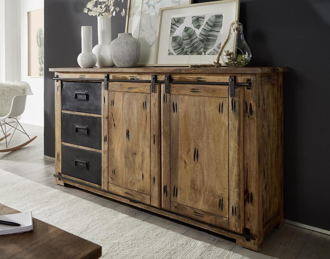 Sideboard mit 3 SK 150x90cm 'Railroad' Mango & Eisen Bild 1