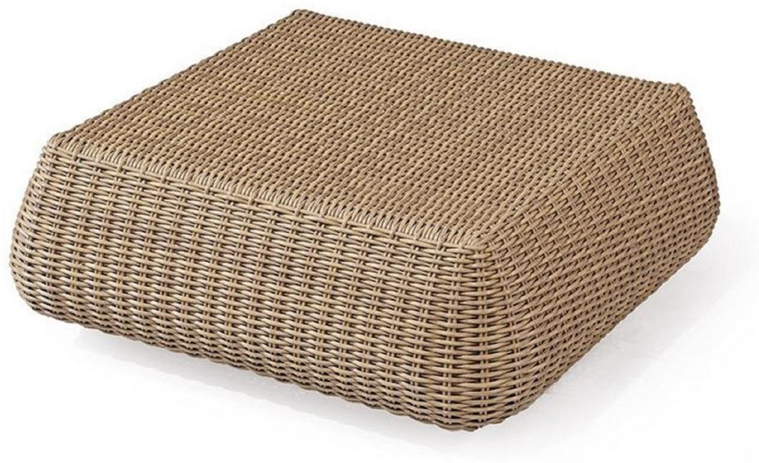 Casa Padrino Luxus Gartentisch Naturfarben 82 x 82 x H. 30 cm - Handgewebter Wetterbeständiger Couchtisch - Garten Terrassen Tisch Möbel - Luxus Kollektion Bild 1