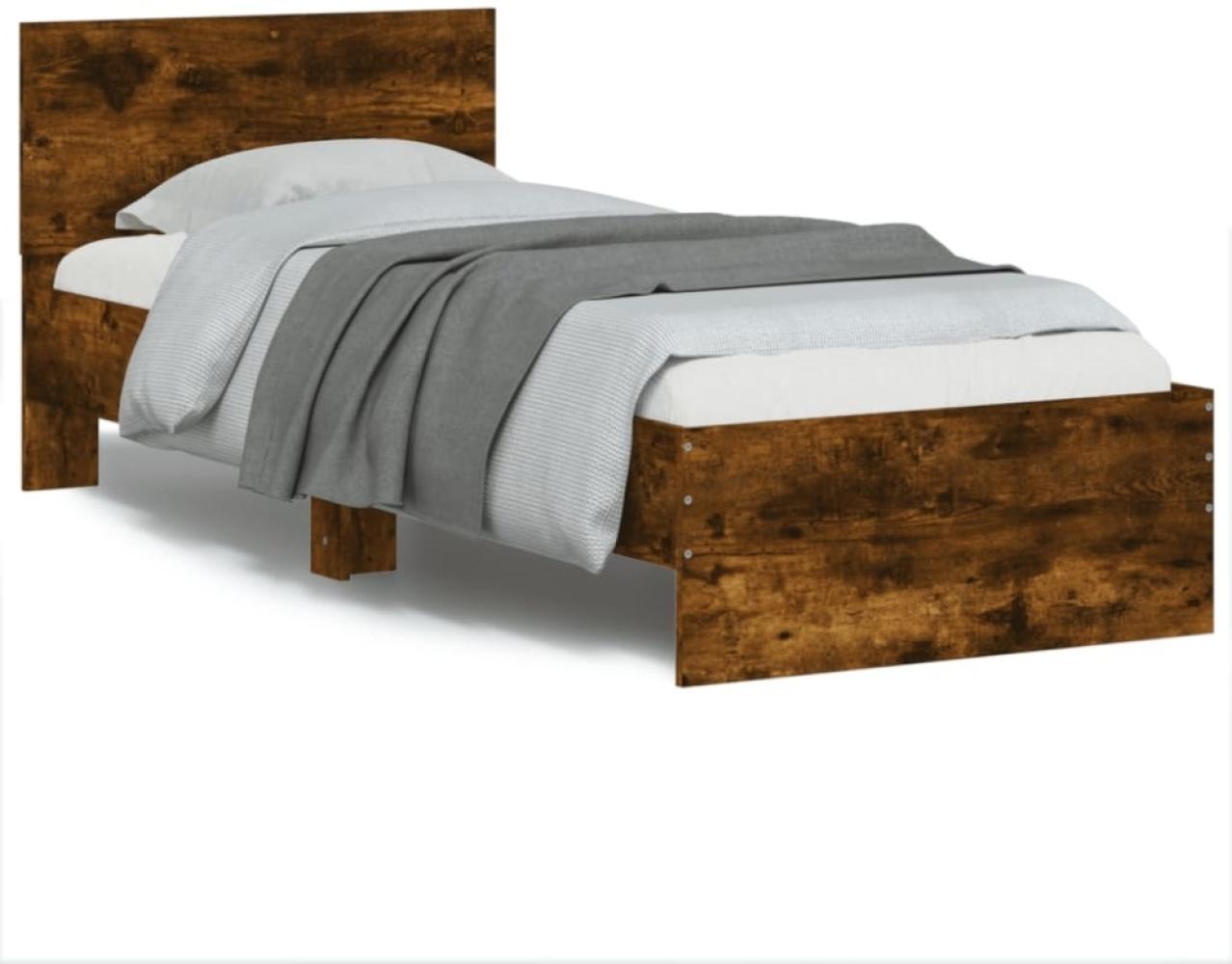 vidaXL Bettgestell mit Kopfteil Räuchereiche 75x190 cm Holzwerkstoff 838663 Bild 1