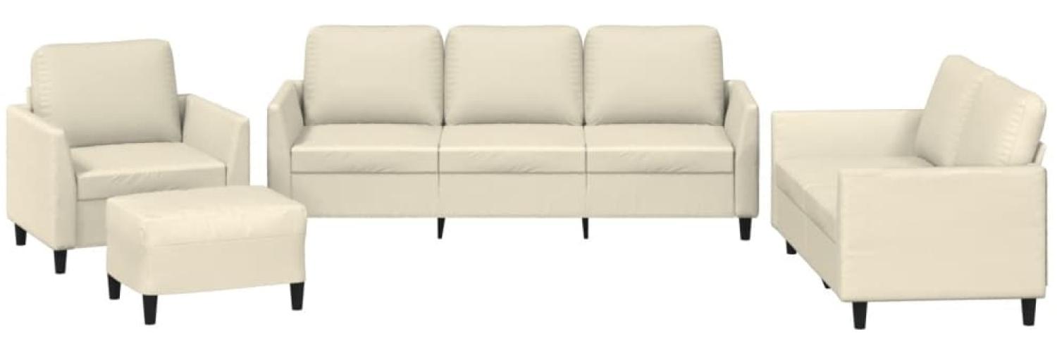 vidaXL 4-tlg. Sofagarnitur mit Kissen Creme Kunstleder 3201746 Bild 1