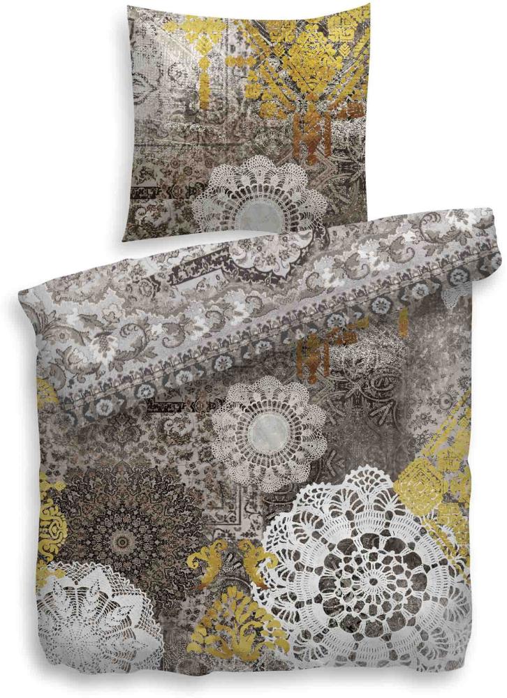 Heckett & Lane Mako-Satin Bettwäsche 135x200 Oran multi Orient grau gold Bild 1