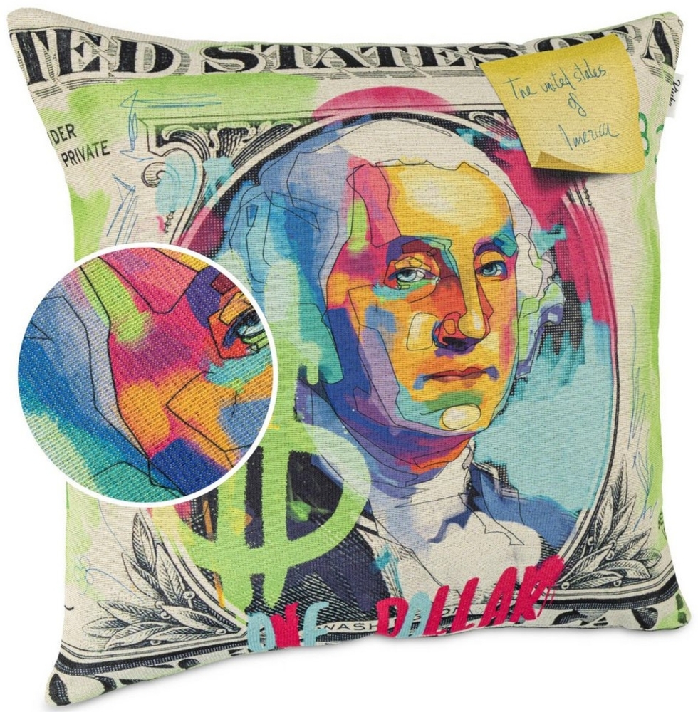 Kisska Dekokissen Kissenhülle mit oder ohne Füllung Designer Kissenbezug Zierkissen, Kissenhülle in 40x40cm Dollar $ ohne Füllung aus Gobelin PopArt Bild 1