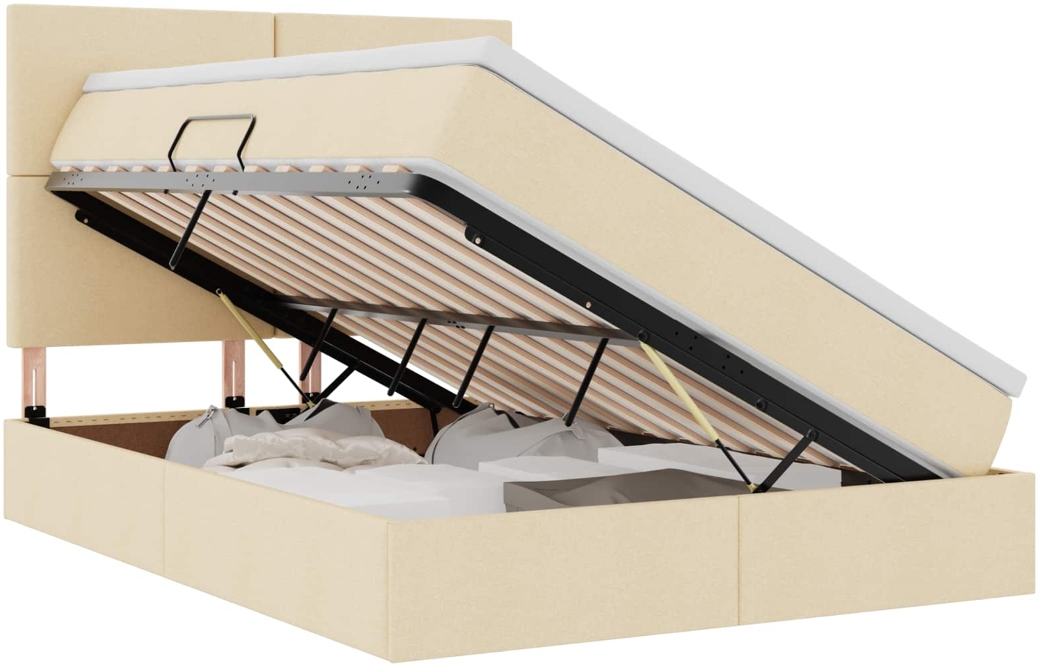 vidaXL Aufbewahrungsbett mit Matratze Creme 140x200 cm Kunstleder 3371725 Bild 1