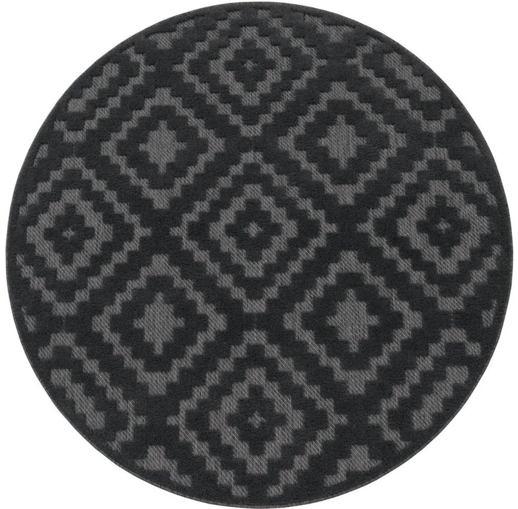 Paco Home Teppich Livorno 672, rund, Höhe: 14 mm, Uni-Farben, Scandi, Rauten Muster, Hoch-Tief Effekt, Outdoor geeignet Bild 1