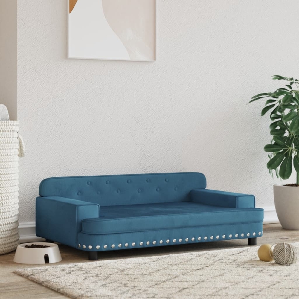 vidaXL Hundebett Blau 90x53x30 cm Samt 171868 Bild 1