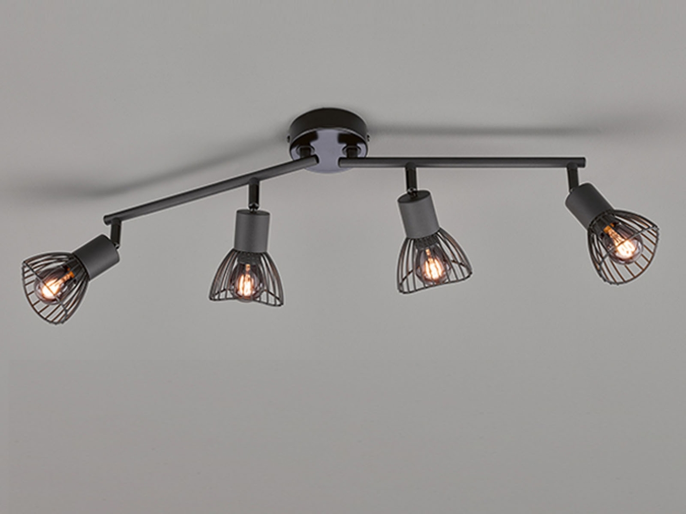 LED Deckenstrahler 4-flammig, Gitterlampe Schwarz, Breite 60cm Bild 1