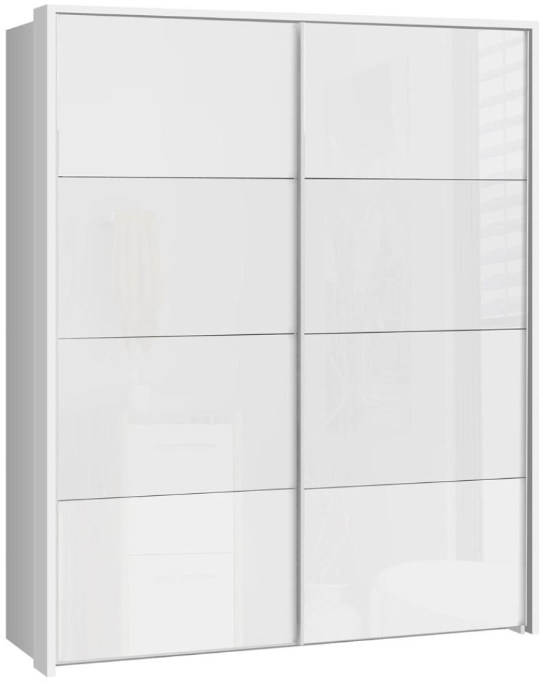 Schwebetürenschrank Sophie 6V weiß Front Hochglanz 170 x 210 x 61 Schrank mit Kranz, mit Dämpfungsbeschlägen Bild 1