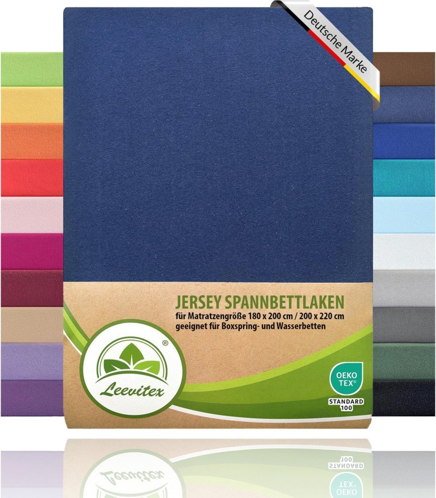leevitex® Spannbettlaken Spannbettlaken Boxspringbett & Wasserbett Spannbettlaken 150 g/m², Gummizug: rundum, Mako-Baumwolle, ÖkoTex, 180x200 – 200x220 cm + 40 cm Steg Bild 1