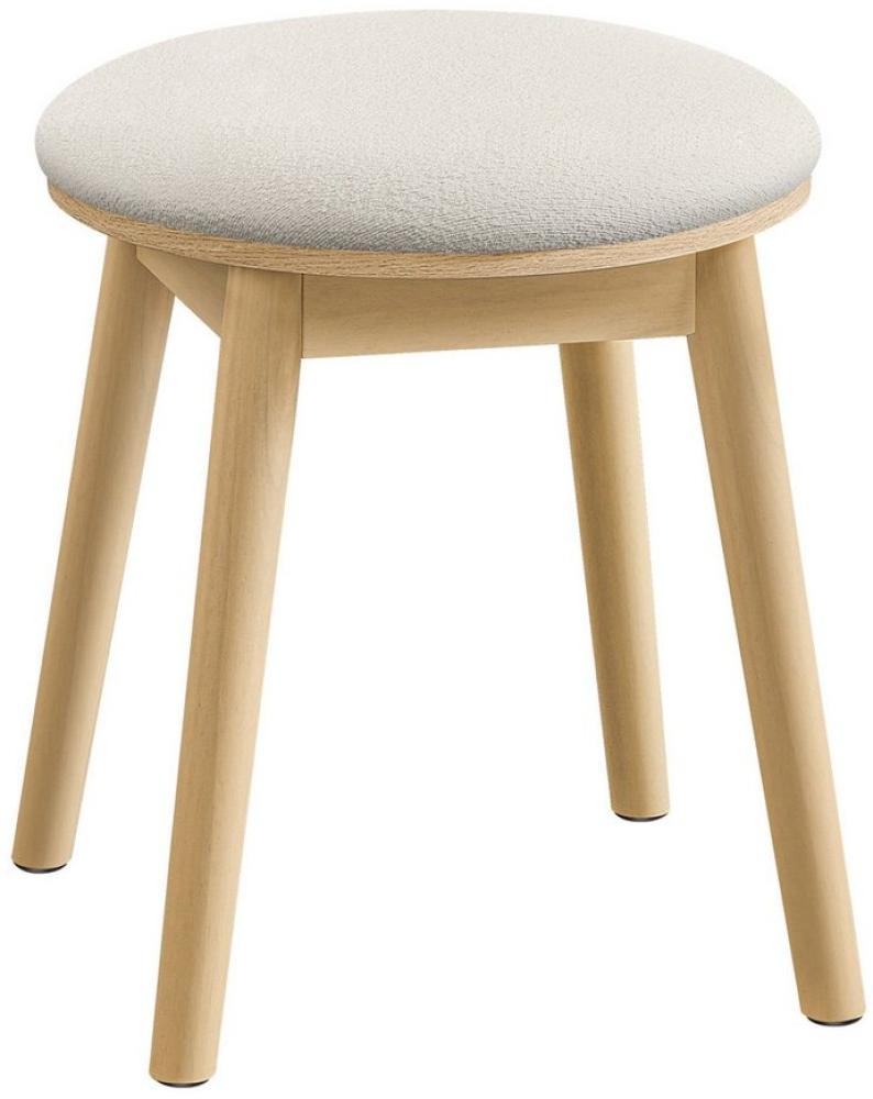 Songmics HOME Schminktisch Schminkhocker (Schminktisch-Hocker gepolstert, Massivholzbeine, Sitzhocker rund), Fußhocker, rutschfeste Fußpads, Boho-Stil, Schlafzimmer Bild 1