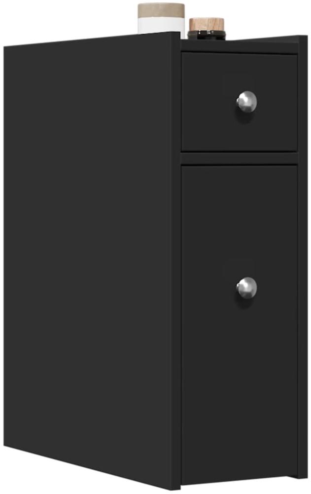 vidaXL Badschrank Schmal mit Rollen Schwarz Holzwerkstoff 855287 Bild 1