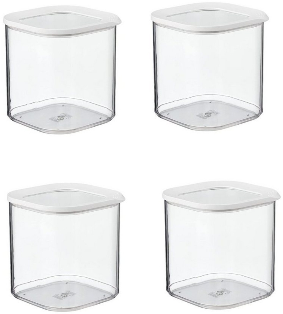 Mepal | Modula Vorratsdosen Set 1500 ml | 4-teilig | Weiß | Transparent mit weißem Deckel für klare Sicht | Frischhaltequalität | Stapelbar und platzsparend | Ideal für Küche und Vorratsraum Bild 1
