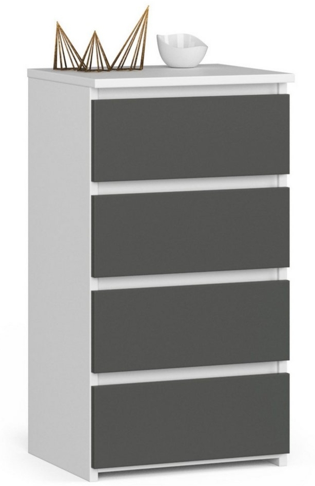 Home Collective Kommode 40 cm breit Holz Highboard Sideboard für Flur Schlafzimmer Wohnzimmer (Mehrzweckschrank Schrank schmal Kommode Schlafzimmer mit Schubladen), Kinderzimmer Organizer, 73 cm hoch mit 4 Schubladen weiß-grau Bild 1