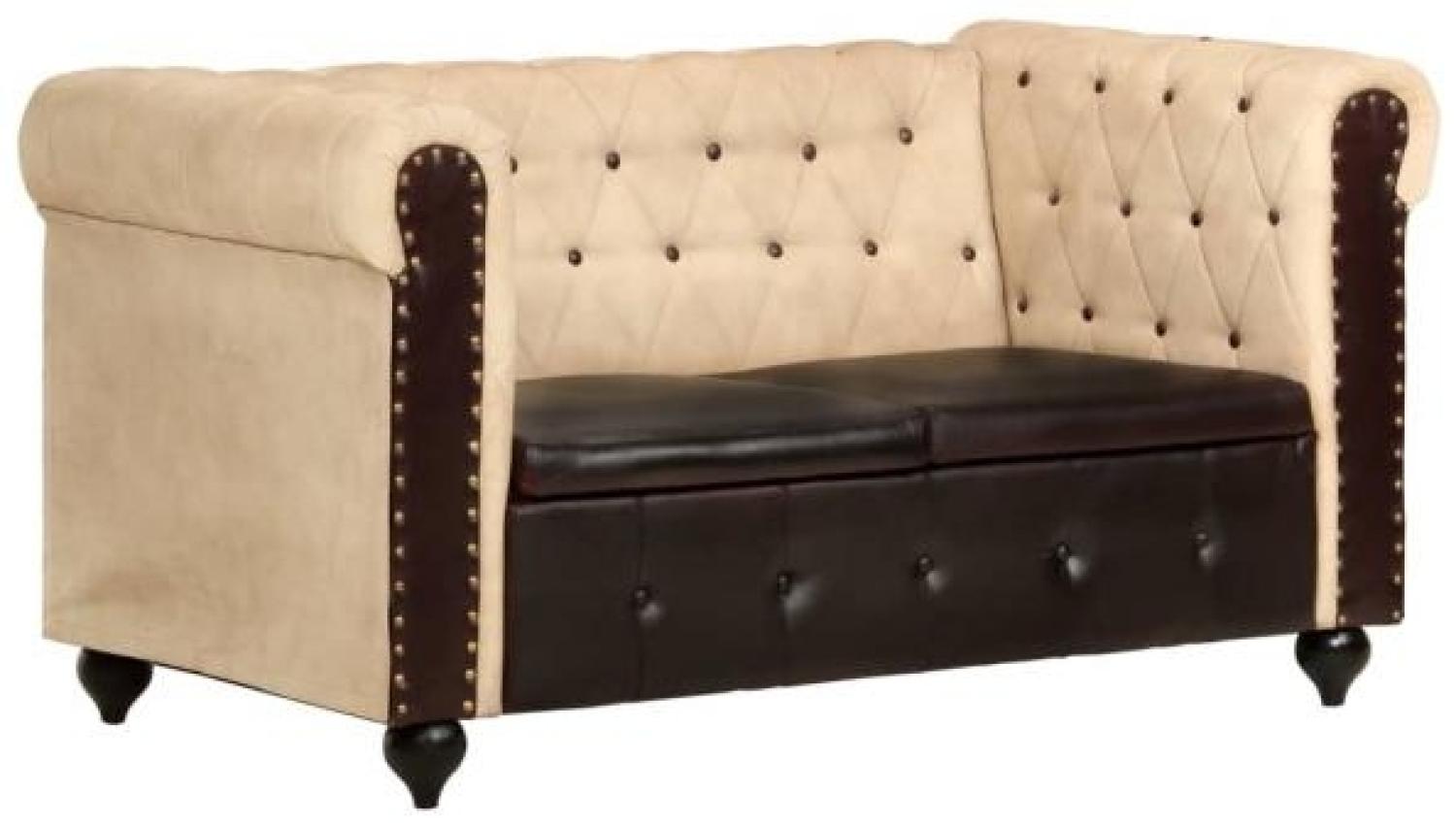 Chesterfield-Sofa 2-Sitzer Braun Echtleder Bild 1