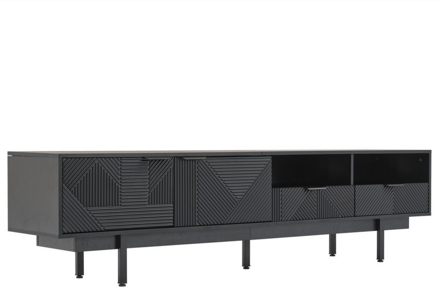 REDOM Lowboard Moderner böhmischer TV-Schrank (TV-Schrank,Fernsehtisch,TV-Board,TV-Ständer, 1 St, 2 Türen, 2 Schubladen, 2 offene Fächer), abstrakte geometrische Linien TV-Board,maximale Kapazität 90 Zoll TV Bild 1